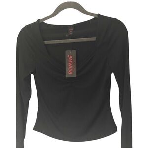 Romwe Long Sleeve Crop Top
